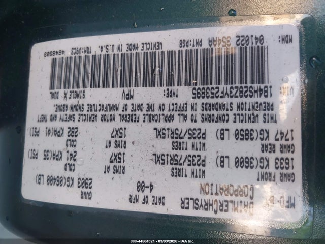 Продаж на аукціоні авто 2000 Dodge Durango, vin: 1B4HS28Z3YF253895, номер лоту: 44504321
