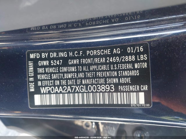 2016 PORSCHE PANAMERA WP0AA2A7XGL003893 Photo 8