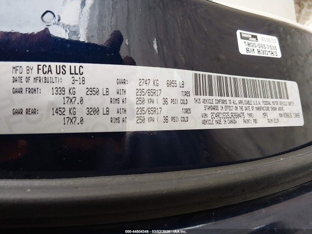 Продаж на аукціоні авто 2018 Chrysler Pacifica Touring L Plus, vin: 2C4RC1EG5JR260475, номер лоту: 44504346