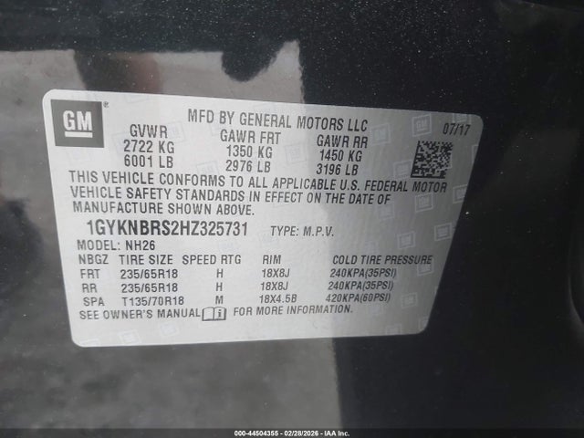 2017 CADILLAC XT5 1GYKNBRS2HZ325731 Photo 8