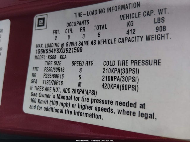 1999 CADILLAC SEVILLE 1G6KS54Y3XU921599 Photo 8