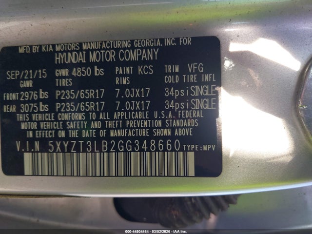 5XYZT3LB2GG348660 Hyundai Santa Fe Sport 2.4l