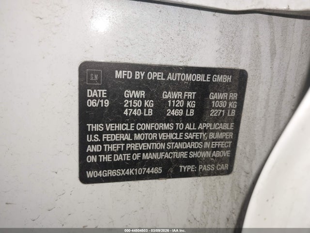 Aukcja sprzedaży 2019 Buick Regal Sportback Awd Essence, vin: W04GR6SX4K1074465, numer aukcji: 44504503
