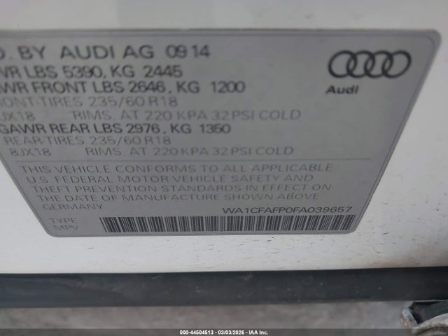 2015 AUDI Q5 WA1CFAFP0FA039657 Photo 8
