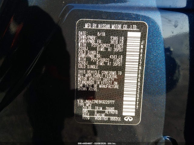 Продажа на аукционе авто 2019 Infiniti Qx80 Luxe, vin: JN8AZ2NE6K9225777, номер лота: 44504607
