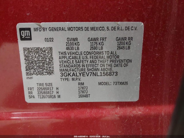 Aukcja sprzedaży 2022 Gmc Terrain Awd At4, vin: 3GKALYEV7NL156873, numer aukcji: 44504614