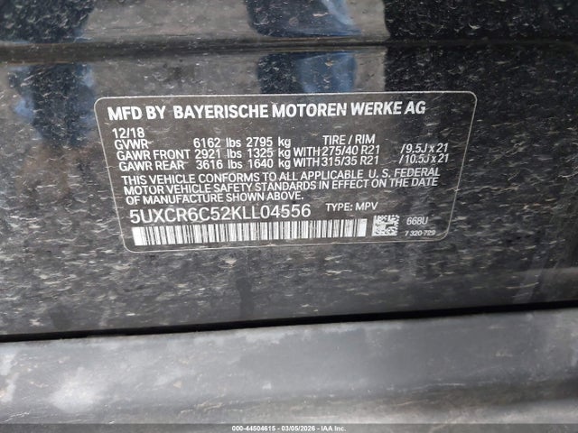 5UXCR6C52KLL04556 BMW X5 Xdrive40i