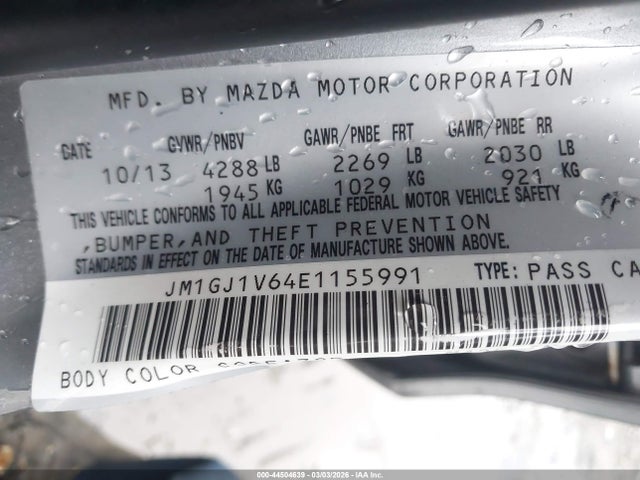 Aukcja sprzedaży 2014 Mazda Mazda6 I Touring, vin: JM1GJ1V64E1155991, numer aukcji: 44504639
