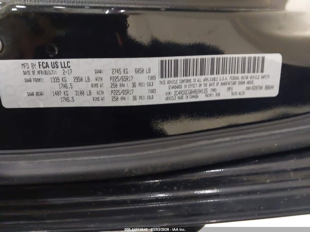 Продаж на аукціоні авто 2017 Dodge Grand Caravan Gt, vin: 2C4RDGEG8HR694125, номер лоту: 44504640
