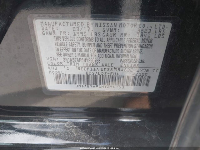 3N1AB7AP6HY290753 Nissan SENTRA SV