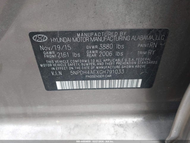 Hyundai Elantra Value Edition 2016 5NPDH4AEXGH791033 Image 9