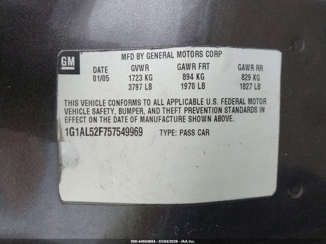 2005 CHEVROLET COBALT 1G1AL52F757549969 Photo 8