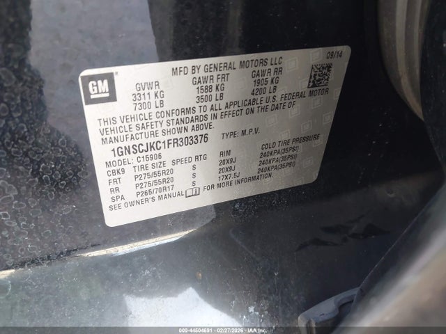 Chevrolet Suburban 1500 Lt 2015 1GNSCJKC1FR303376 Image 9