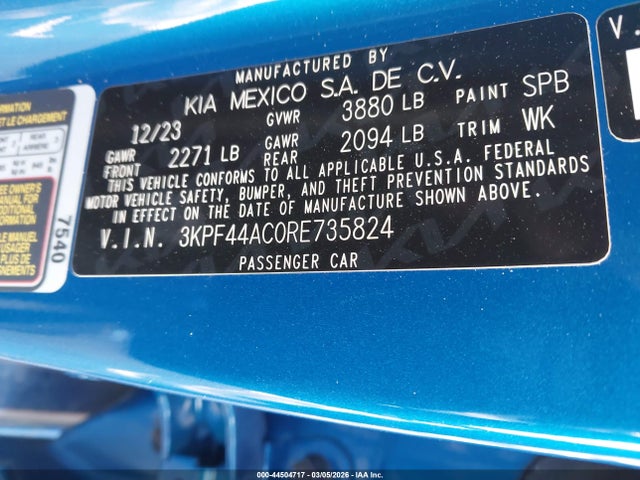 KIA Forte Gt Manual 2024 3KPF44AC0RE735824 Image 9