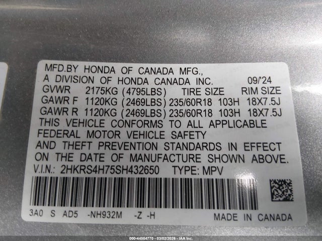 2025 HONDA CR-V 2HKRS4H75SH432650 Photo 8