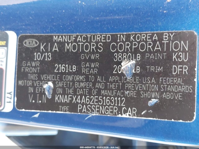 KIA FORTE LX 2014 KNAFX4A62E5163112 Image 9