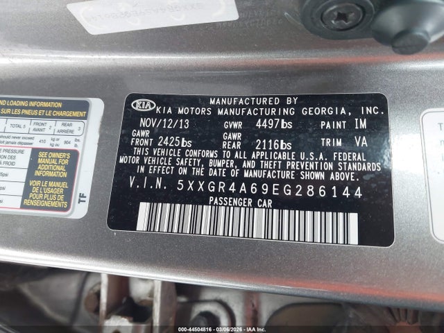 5XXGR4A69EG286144 KIA Optima Sxl Turbo