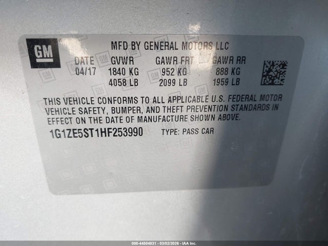 1G1ZE5ST1HF253990 Chevrolet MALIBU 1LT
