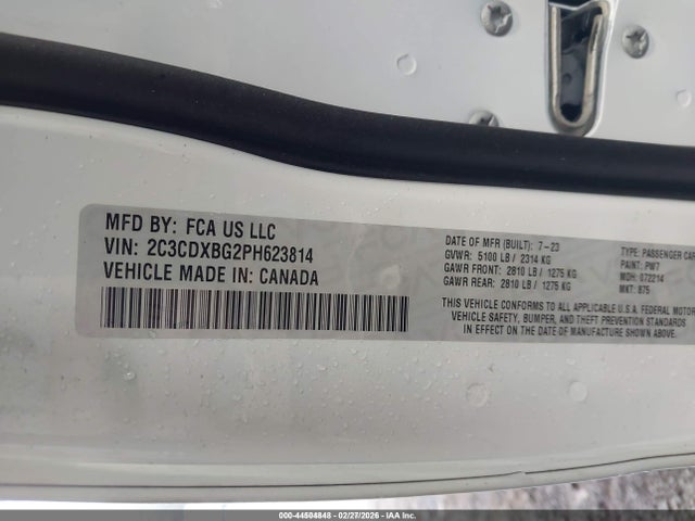 44504848 :رقم المزاد ، 2C3CDXBG2PH623814 vin ، 2023 Dodge Charger Sxt مزاد بيع