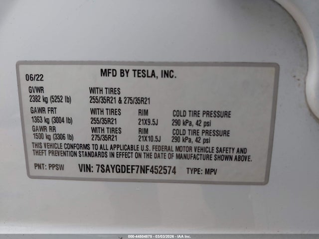 2022 TESLA MODEL Y 7SAYGDEF7NF452574 Photo 8