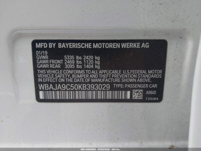 2019 BMW 530E WBAJA9C50KB393029 Photo 8