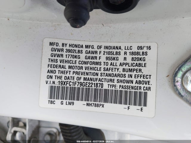 Honda Civic Ex-l 2016 19XFC1F79GE221870 Image 9