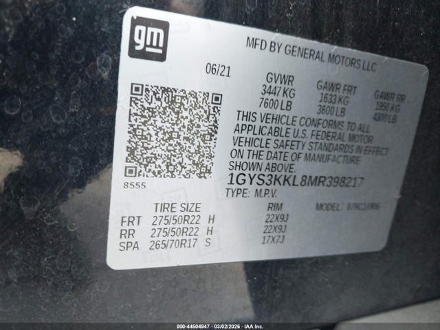 Продажа на аукционе авто 2021 Cadillac Escalade Esv 2wd Premium Luxury, vin: 1GYS3KKL8MR398217, номер лота: 44504947