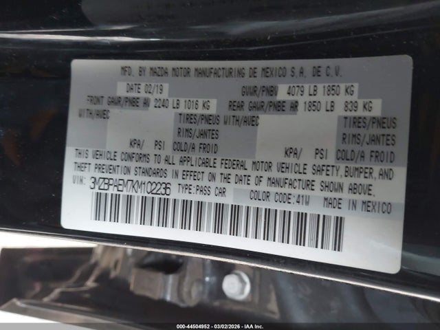 Aukcja sprzedaży 2019 Mazda Mazda3 Premium Package, vin: 3MZBPAEM7KM102236, numer aukcji: 44504952