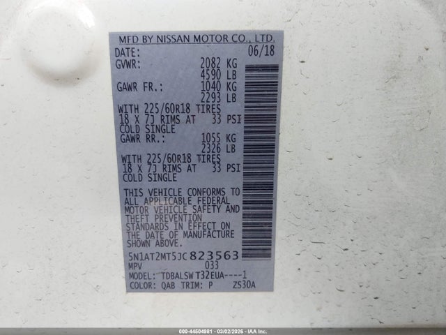 Nissan Rogue Sl 2018 5N1AT2MT5JC823563 Image 9