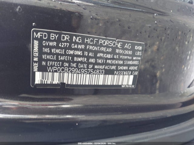 2009 PORSCHE 911 WP0CB29949S754833 Photo 8