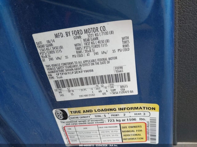Ford F-150 Stx 2014 1FTFW1CF2EKF19058 Image 9