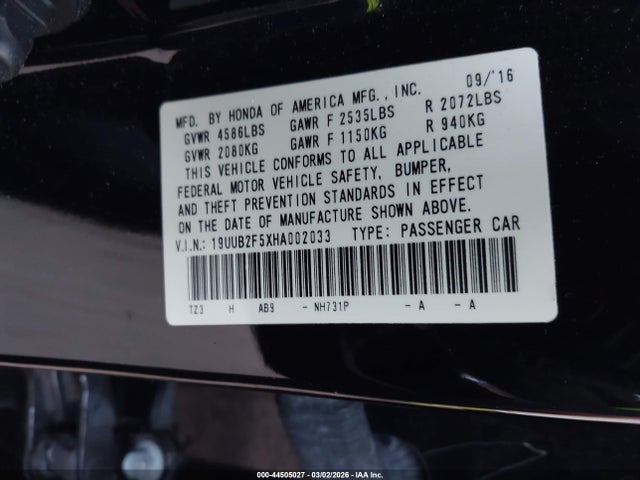 2017 Acura Tlx Technology Package მანქანა იყიდება აუქციონზე, vin: 19UUB2F5XHA002033, აუქციონის ნომერი: 44505027