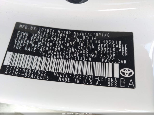 Toyota Corolla S Plus 2014 5YFBURHE9EP114349 Image 9