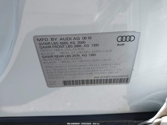 2017 AUDI Q5 WA1D7AFP3HA008505 Photo 8