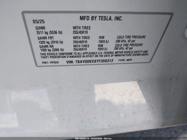 2026 TESLA MODEL Y 7SAYGDEE8TF356313 Photo 8