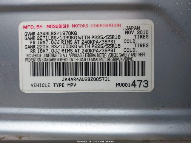 2011 MITSUBISHI OUTLANDER SPORT JA4AR4AU2BZ005731 Photo 8