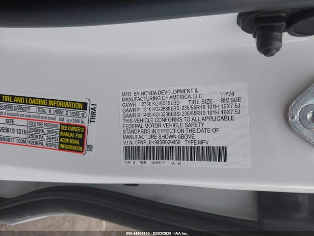 5FNRL6H98SB029450 Honda Odyssey Elite