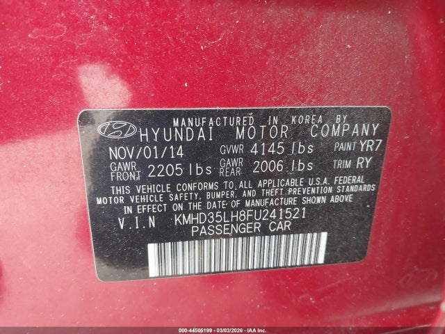 KMHD35LH8FU241521 Hyundai ELANTRA GT