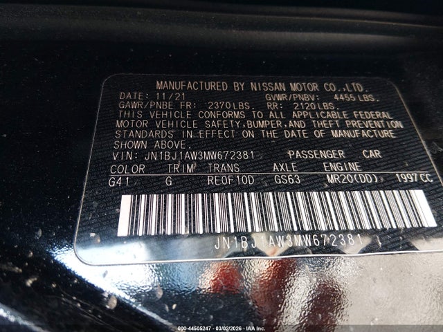 JN1BJ1AW3MW672381 Nissan Rogue Sport S Awd Xtronic Cvt