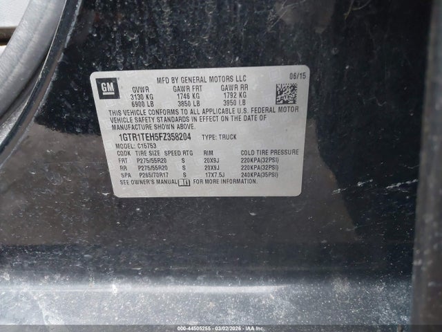 Aukcja sprzedaży 2015 Gmc Sierra 1500, vin: 1GTR1TEH5FZ358204, numer aukcji: 44505255