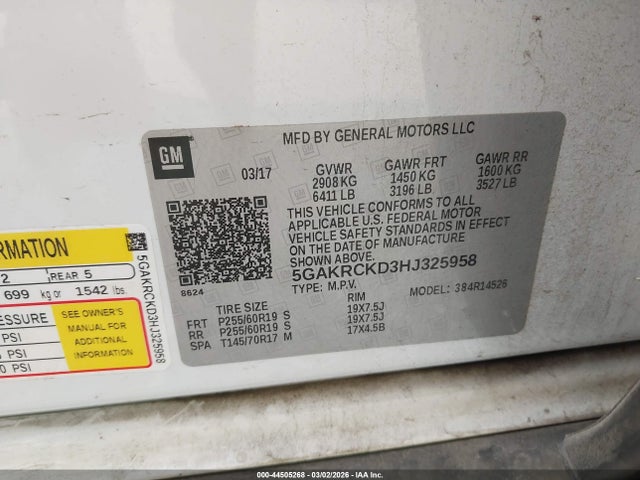 2017 BUICK ENCLAVE 5GAKRCKD3HJ325958 Photo 8