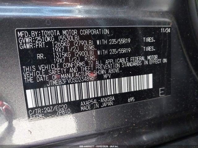 JTMEB3FV0SD234896 Toyota Rav4 Plug-in Hybrid Xse