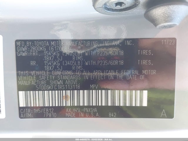 5TDDSKFC1RS113118 Toyota Sienna Xse