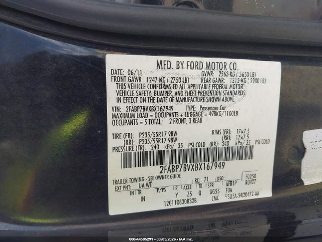 2011 FORD CROWN VICTORIA 2FABP7BVXBX167949 Photo 8