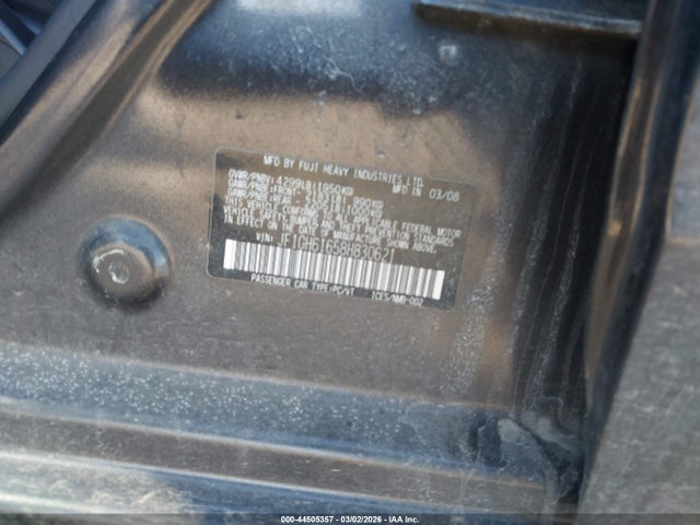 44505357 :رقم المزاد ، JF1GH61658H830621 vin ، 2008 Subaru Impreza 2.5i مزاد بيع