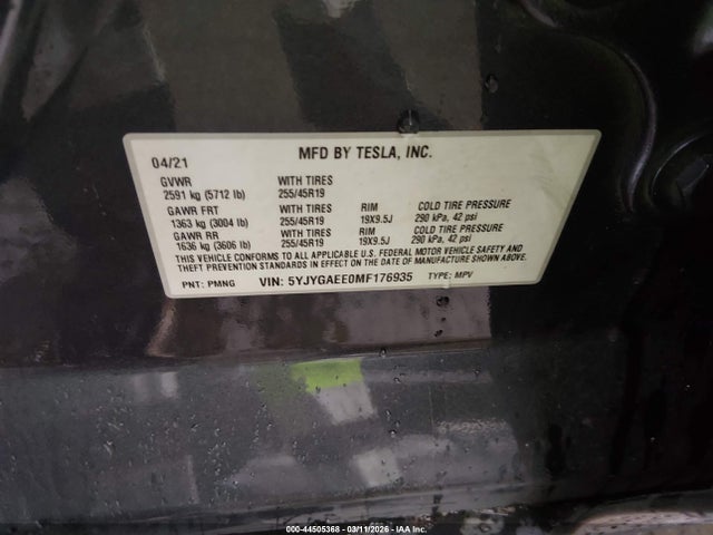 2021 TESLA MODEL Y 5YJYGAEE0MF176935 Photo 8