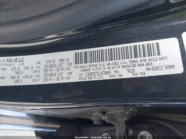 1C6RREBT5LN278005 RAM 1500 Big Horn 4x2 6&#039;4 Box