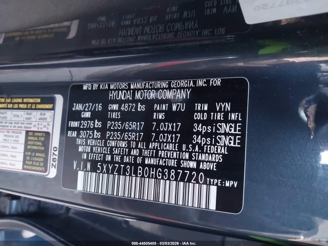 5XYZT3LB0HG387720 Hyundai Santa Fe Sport 2.4l