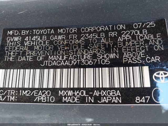 JTDACAAU9T3067105 Toyota PRIUS XLE