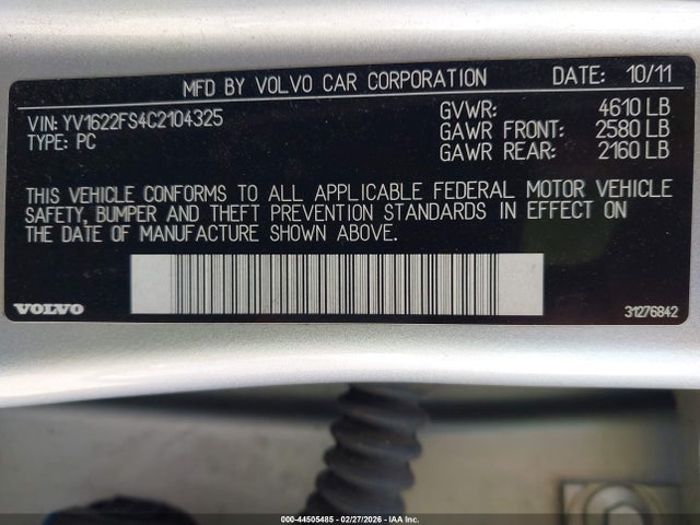 2012 VOLVO S60 YV1622FS4C2104325 Photo 8